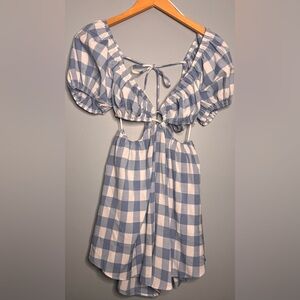 Princess Polly Kade Playsuit Blue Gingham Cutout Tie Front Romper Size 6 NWT